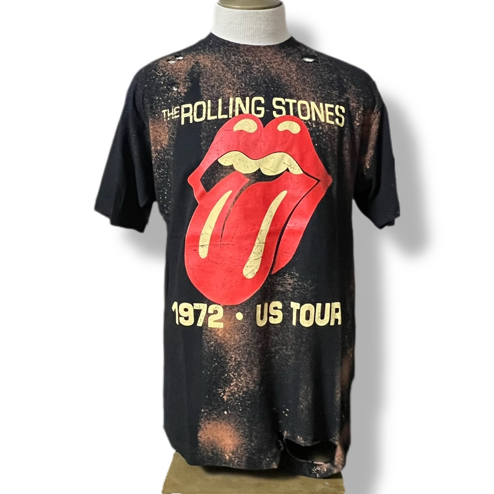 Women's ROLLING STONES 1972 US Tour Tie Dye Distresses T Shirt Dress LARGE